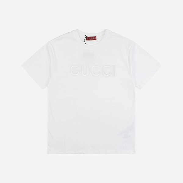 グッチ コットンジャージー Tシャツ 刺繍入り ホワイト