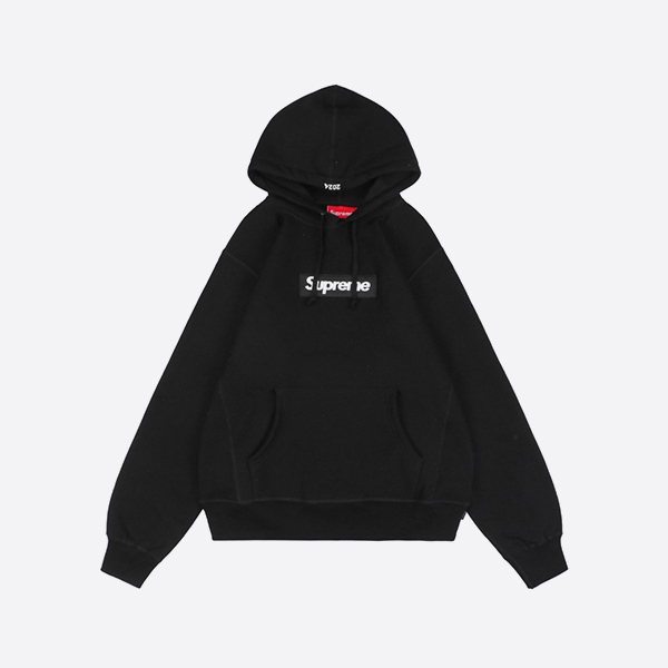 Supreme Black Box Logo Hooded Sweatshirt in Black