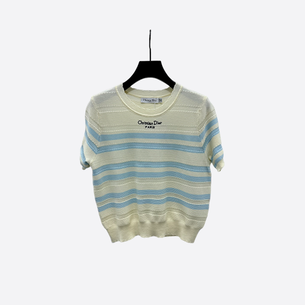 Dior contrast stripe knit short sleeve