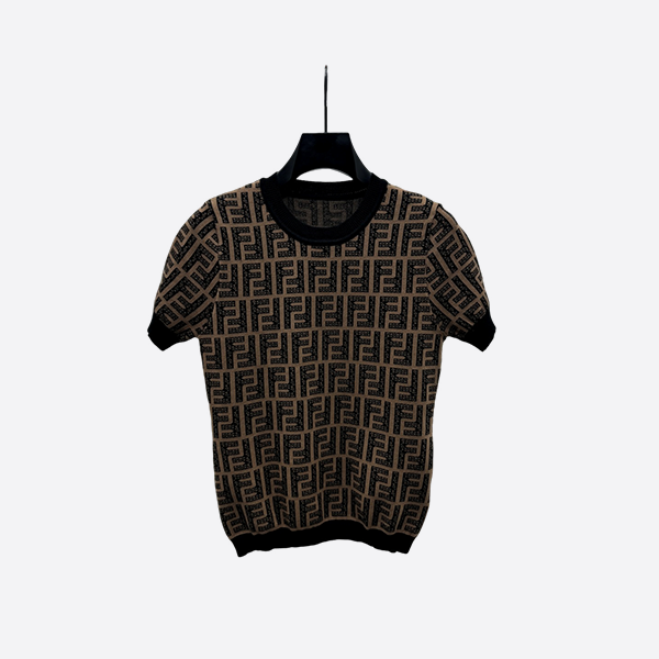 Fendi crew neck jacquard knit short sleeves