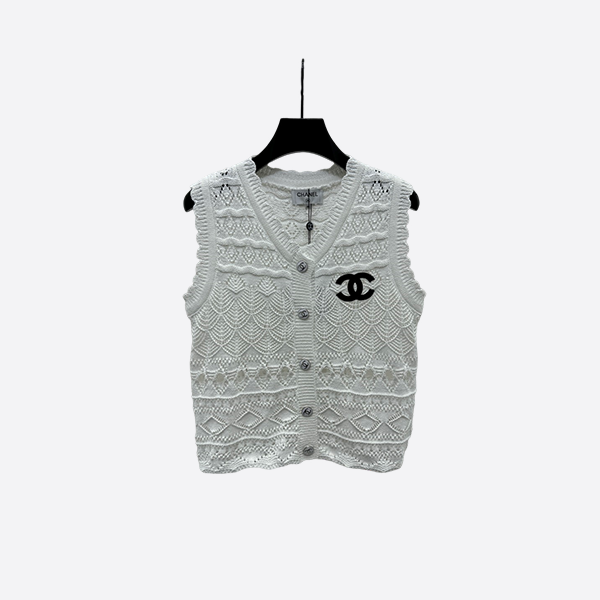 Chanel V-neck crochet vest