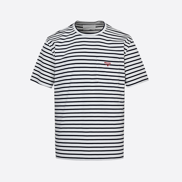 Prada 25ss pocket embroidered striped short sleeve