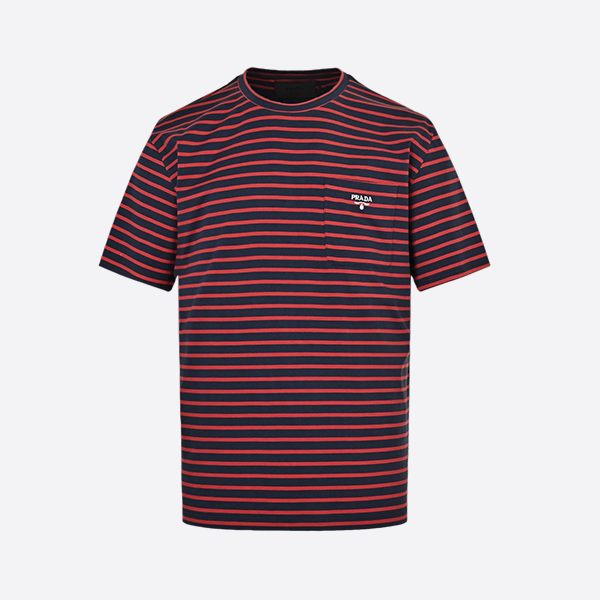 Prada 25ss pocket embroidered striped short sleeve