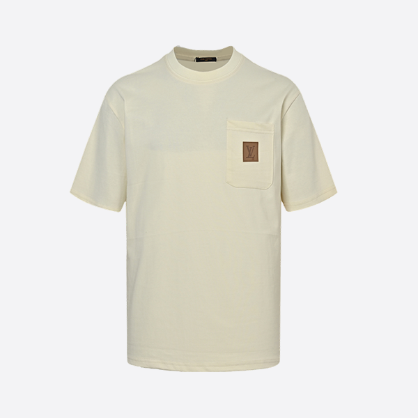 Louis Vuitton 25ss leather pocket badge short sleeve