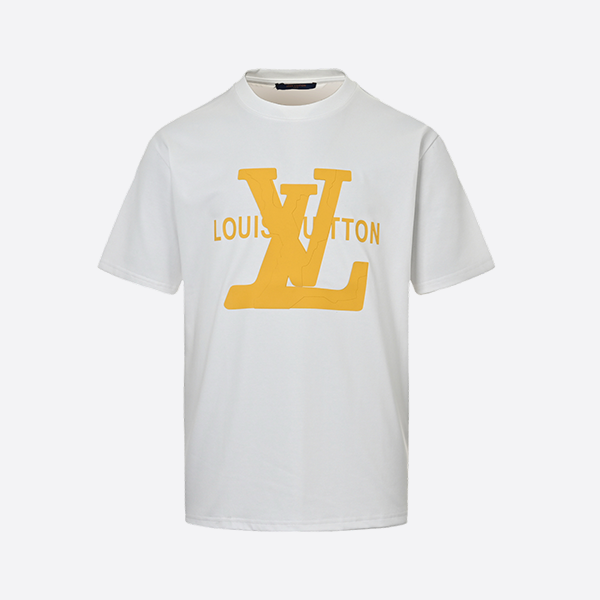Louis Vuitton 25ss thick rubber lettering print short sleeves