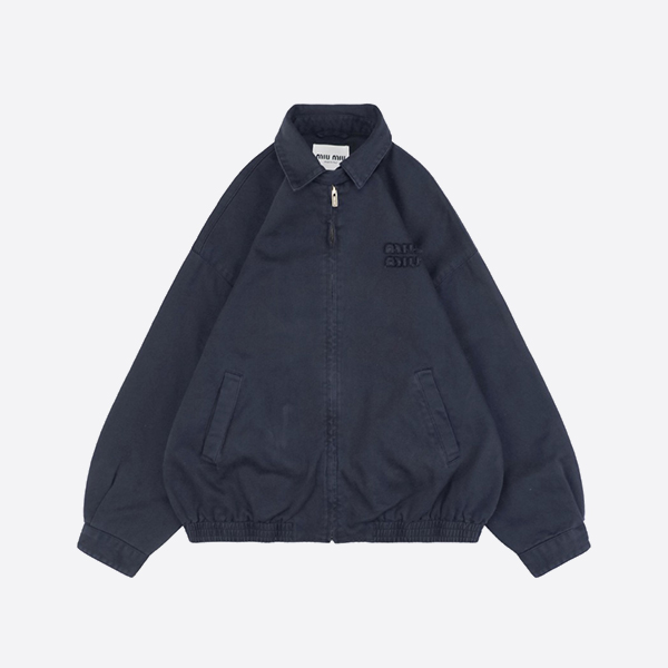 Miu Miu Navy Gabardine Blouson Jacket