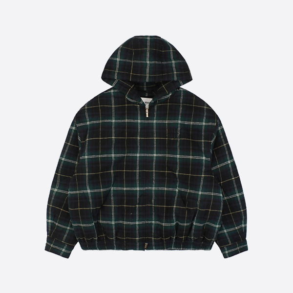 Miu Miu Navy Plaid Hoodie Jacket