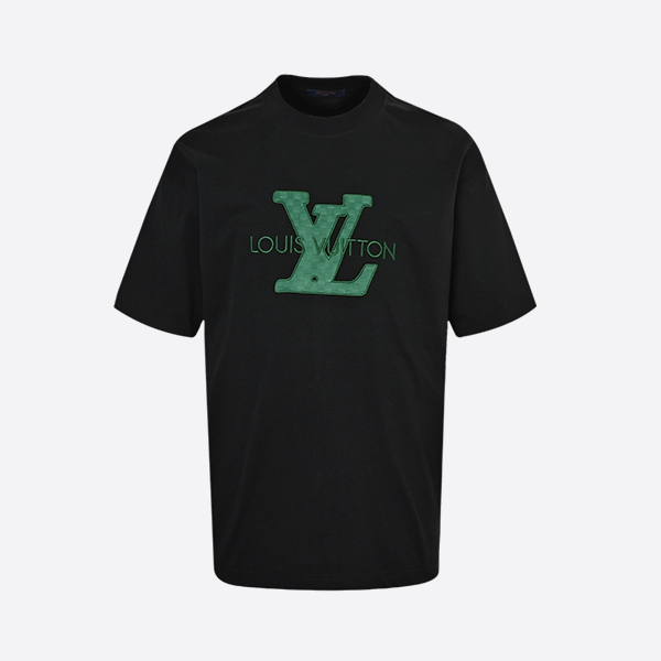 Louis Vuitton 25ss green patch letter embroidered short sleeve