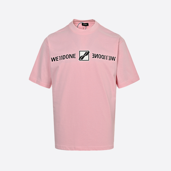 We11 Done Silicone Leather Label Printed Short Sleeve pink