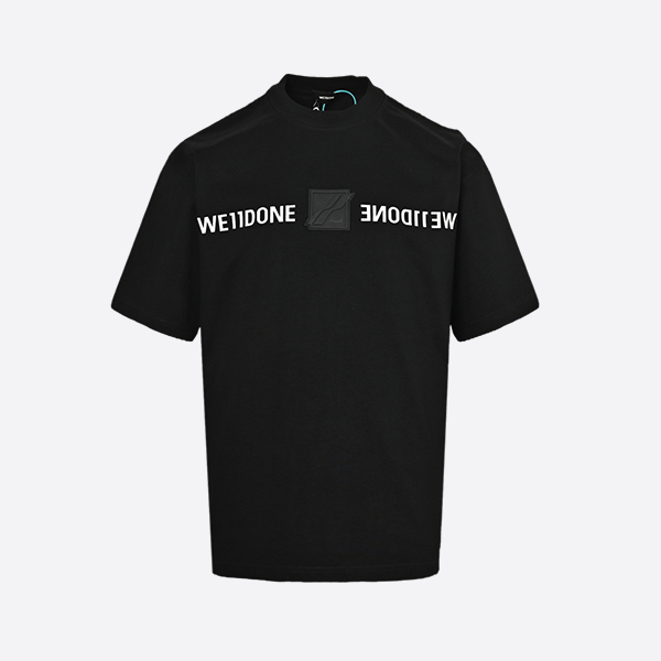 We11 Done Silicone Leather Label Printed Short Sleeve black