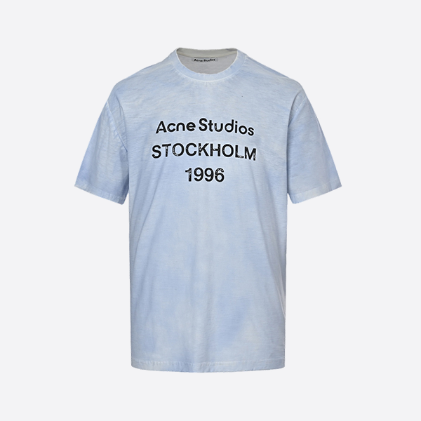 Acne Studios tie-dyed distressed haze blue 1996 slogan short-sleeves