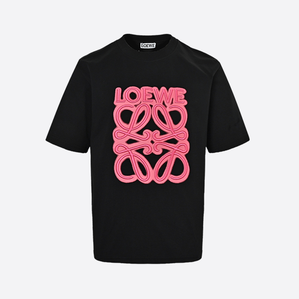 Loewe fluorescent pink logo embroidered short sleeves