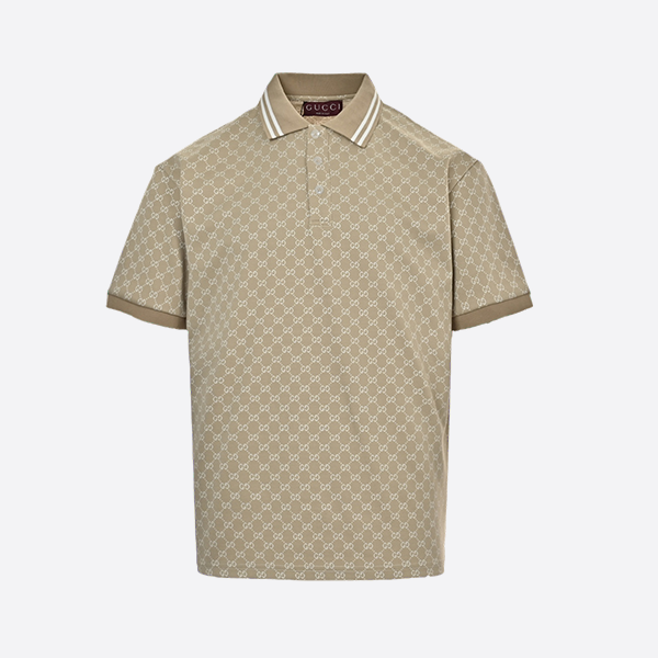 Gucci 25ss full print jacquard Polo short sleeve
