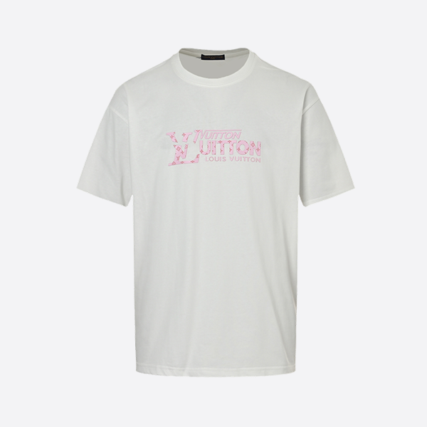Louis Vuitton 25ss pink lettering short sleeves