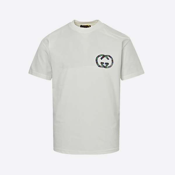 Gucci 25ss graffiti hand-painted double G print short sleeve