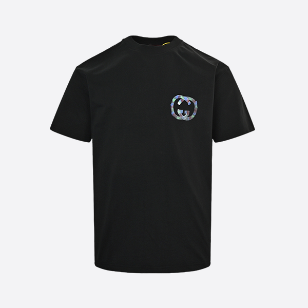 Gucci 25ss graffiti hand-painted double G print short sleeve