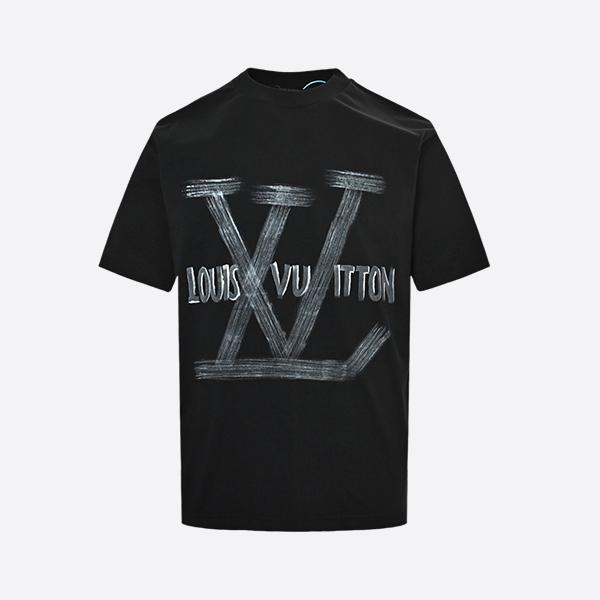 Louis Vuitton 25ss letter graffiti hand-painted print short sleeve