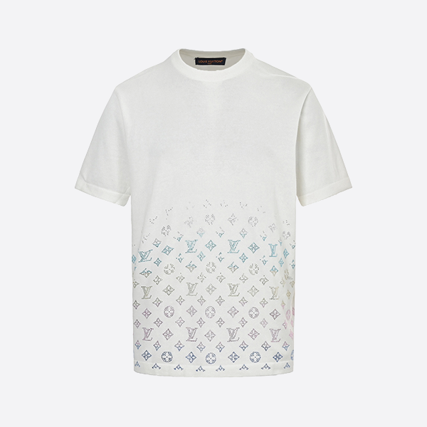 Louis Vuitton 25ss gradient monogram colored diamond knitted short sleeve