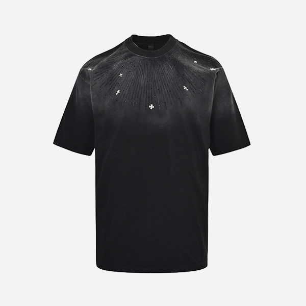 Chrome Hearts 25ss shooting star hot diamond metal logo short sleeve