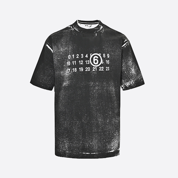 Margiela 25ss front and back black and white double letter print short sleeves