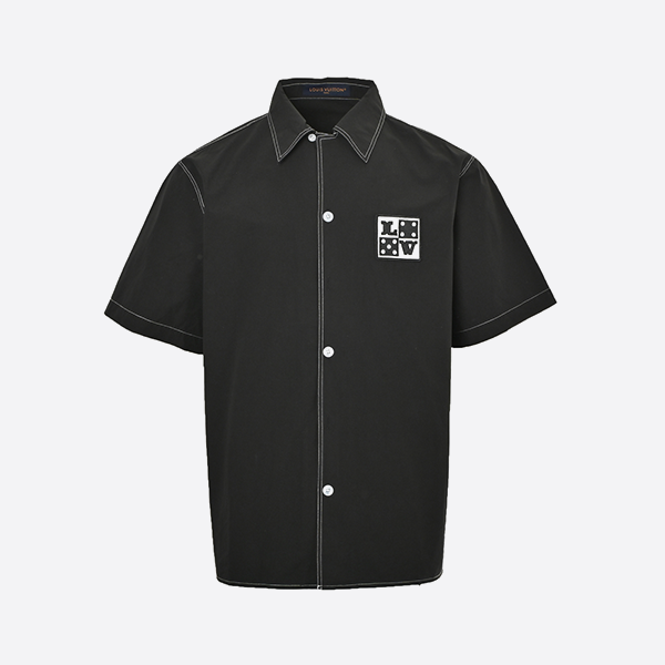 Louis Vuitton 25ss dice lettering embroidered short sleeve shirt