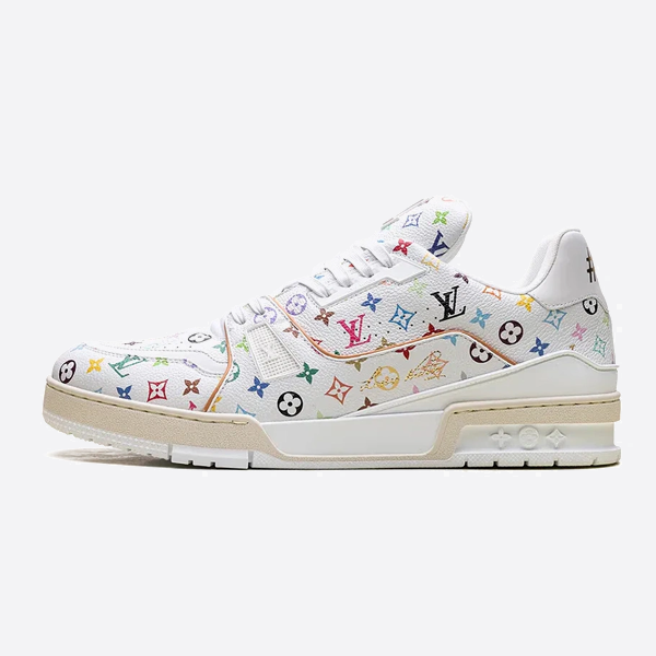 Takashi Murakami x Louis Vuitton Trainer Leather Round Toe Lace-Up Low-Top Sneakers 1AGZDL