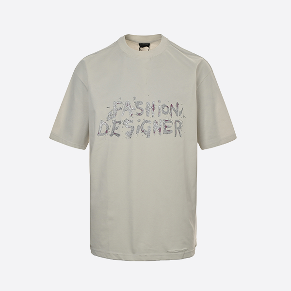 Balenciaga Glitter English Pattern Short Sleeve
