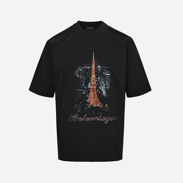 Balenciaga Eiffel Tower Print Short Sleeve