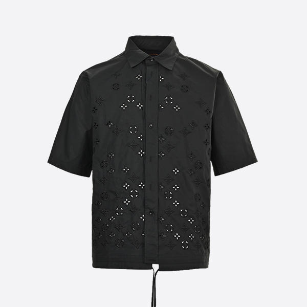 Louis Vuitton 25ss monogram embroidered hollow short-sleeved shirt