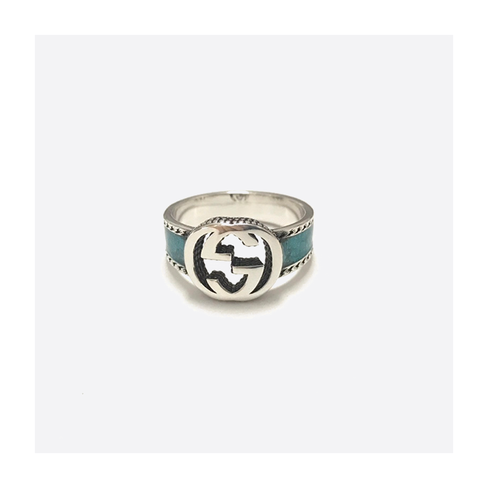 Gucci 925 sterling silver interlocking double G enamel ring p1162635619